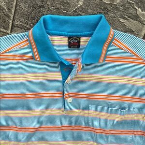 PAUL & SHARK Multicolour Striped 3-Button Preppy Coastal Men’s Polo Shirt